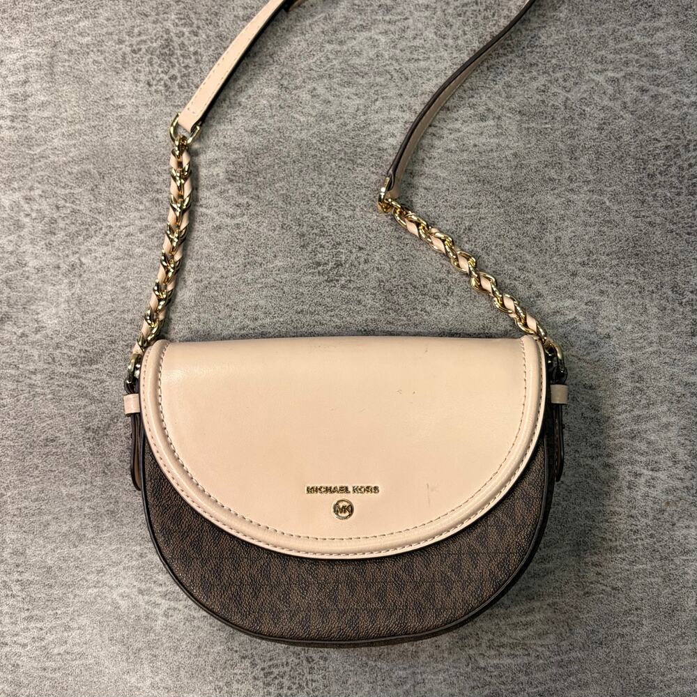 Jet Set Medium Logo and Leather Half Dome Crossbody
